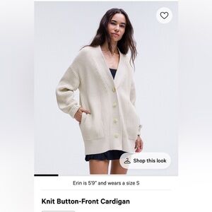 LULULEMON Cream Button-Up Oversized Cardigan